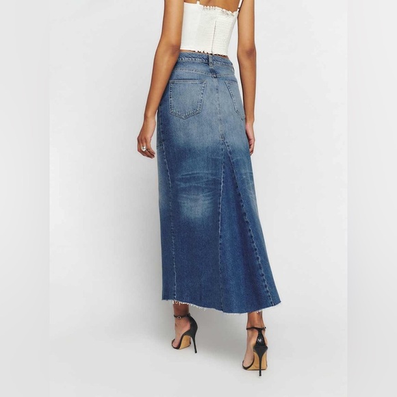 Reformation Tazz Maxi Denim Skirt with Slit - Size 24 - Picture 2 of 13